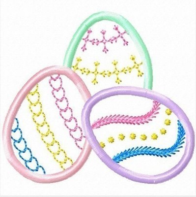 Easter Eggs Decorated and Plain Machine Applique Embroidery Designs, multiple sizes, including 4 inch