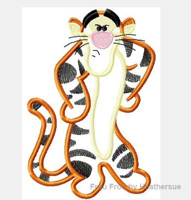 Tiger Full Body P0oh Machine Applique Embroidery Design, multiple sizes, including 4 inch