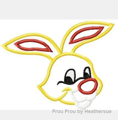 Rabbit Just Head P0oh Machine Applique Embroidery Design, multiple sizes, including 4 inch