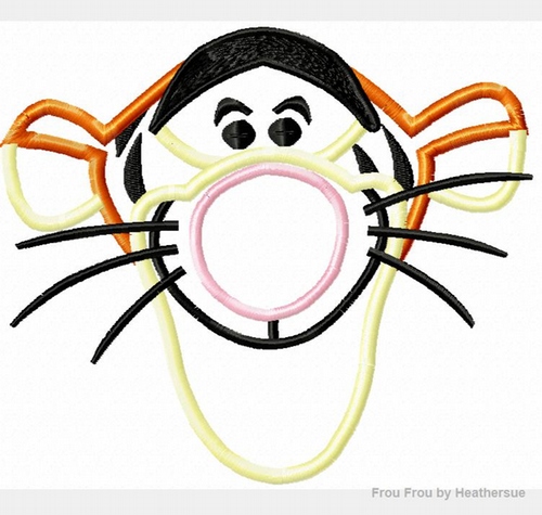 Tiger Head P0oh Machine Applique Embroidery Design, multiple sizes, including 4 inch