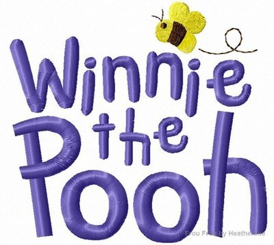 Whiney the P0oh with Bee Wording Machine Embroidery Design, multiple sizes, including 4 inch
