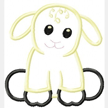 Easter Lamb Machine Applique Embroidery Design, multiple sizes, including 4 inch