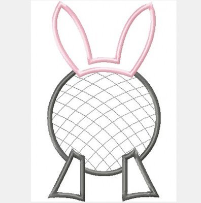 Giant Ball Wearing Easter Bunny Ears Ecpot Machine Applique Embroidery Design, multiple sizes, including 4 inch