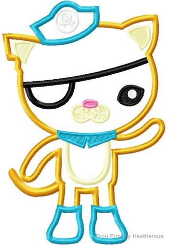 Kwazimoto Kitty Octo Machine Applique Embroidery Design, multiple sizes including 4 inch