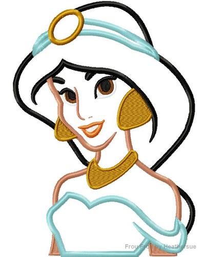 Jaz Head and Shoulders Machine Applique Embroidery Design, Multiple sizes including 4 inch
