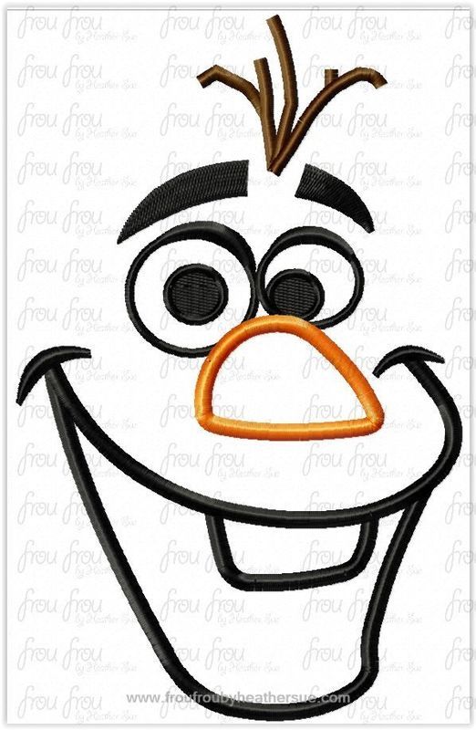 Oolaf Snowman Freezing Just Face Machine Embroidery Design 2"-16"