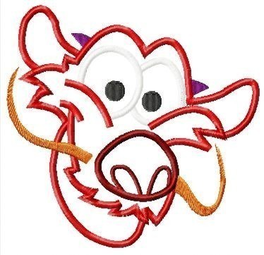 M/ushu  Dragon Digital Embroidery Machine Applique Design, multiple sizes, including 4 inch