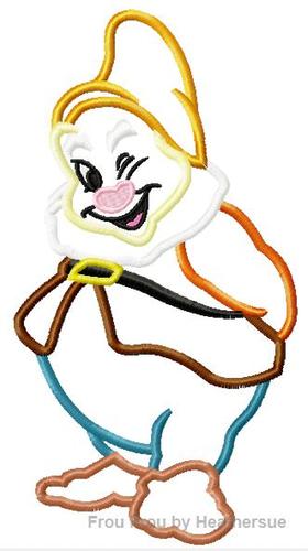 Jolly Guy Dwarf Snowy White Machine Applique Embroidery Design, Multiple sizes including 4 inch