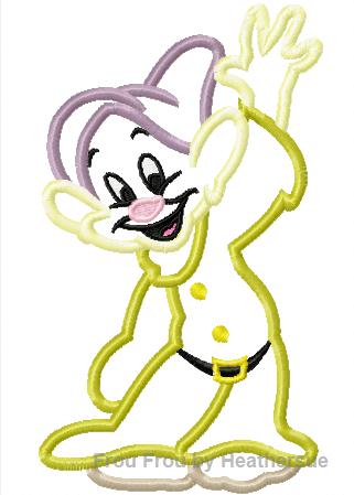 Doofus Guy Dwarf Snowy White Machine Applique Embroidery Design, Multiple sizes including 4 inch