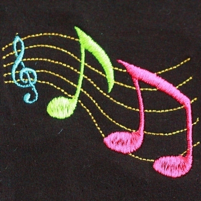 Musical notes on bar Machine Embroidery Design, multiple sizes, including 4 inch