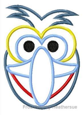 Gonzy Head Machine Applique Embroidery Design Multiple Sizes, including 4 inch