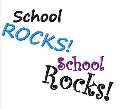 School Rocks TWO Machine Applique Embroidery Designs, Multiple Sizes INCLUDING 4 INCH