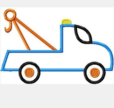 Tow Truck Machine Applique Embroidery Design, Multiple sizes including 4 inch