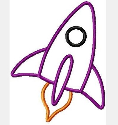 Rocket Ship Machine Applique Embroidery Design, Multiple sizes including 4 inch