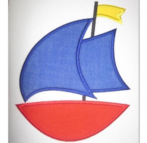 Sail Boat  Machine Applique Embroidery Design, Multiple sizes including 4 inch