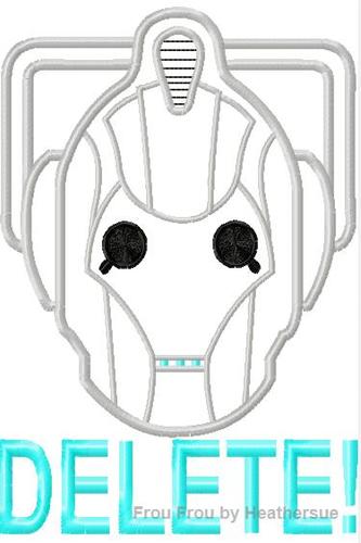 Cyber Man and Delete THREE Design SET Who Machine Applique Embroidery Design Multiple Sizes, including 1" and 2" filled