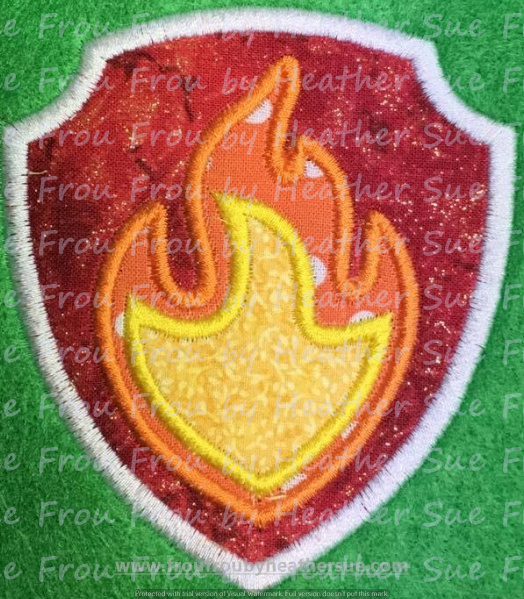 Marshalling Paw Puppy Dog Tag Badge Machine Applique Embroidery Design, multiple sizes 1&quot;-16&quot;