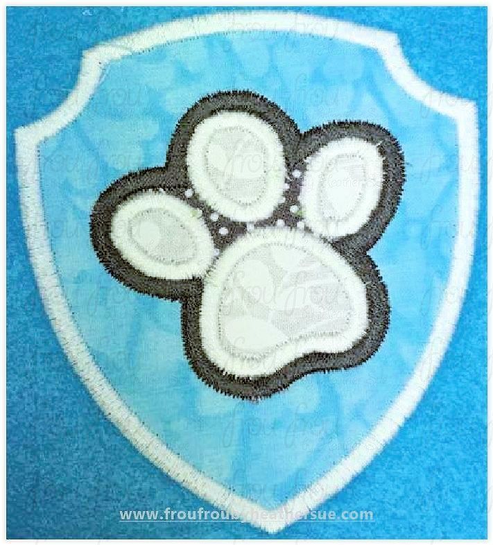 Robot Paw Puppy Dog Tag Badge Machine Applique Embroidery Design, multiple sizes 1&quot;-16&quot;