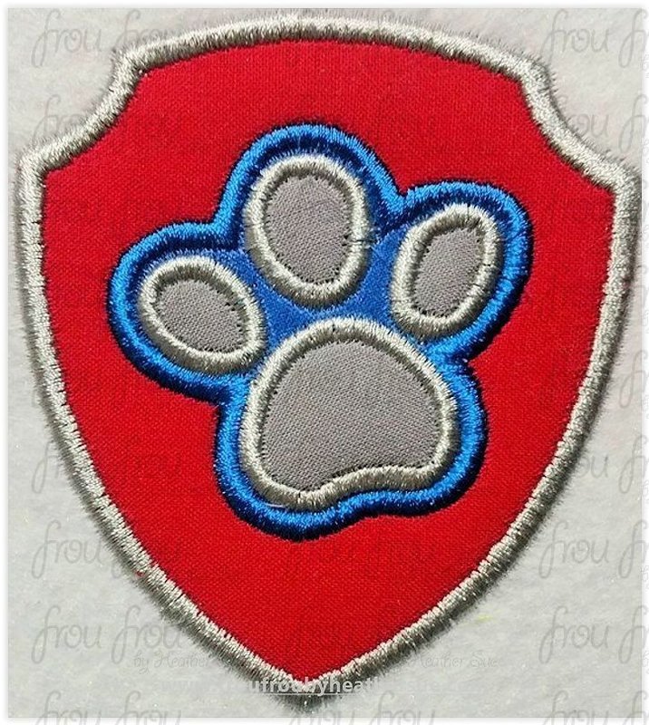 Boy Paw Puppy Dog Tag Badge Machine Applique Embroidery Design, multiple sizes 1&quot;-16&quot;