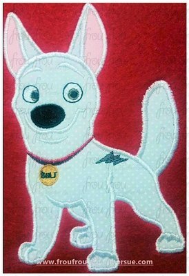 Boltz Superhero Dog Machine Applique Embroidery Design, multiple sizes, including 4"-16"