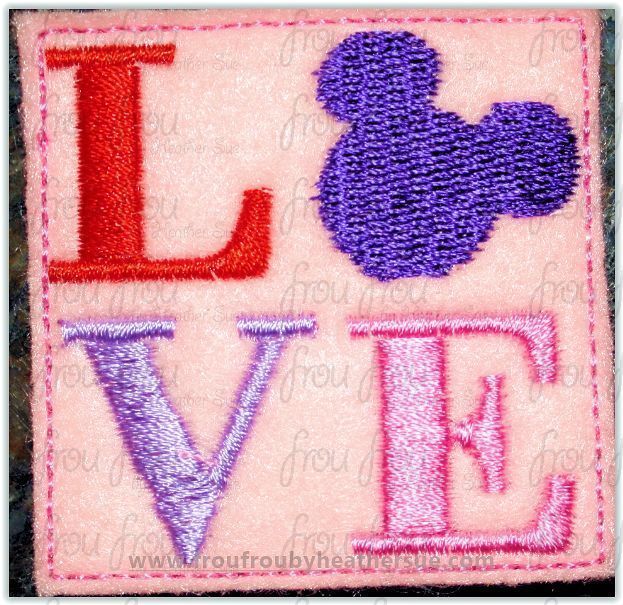 Clippie Love Mister Mouse Valentine&#39;s Day Machine Embroidery In The Hoop Project 1.5, 2, 3, and 4 inch