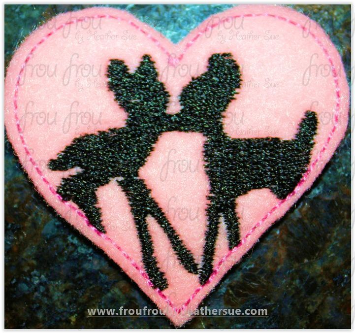 Clippie Baby Deer in Heart Valentine&#39;s Day Machine Embroidery In The Hoop Project 1.5, 2, 3, and 4 inch