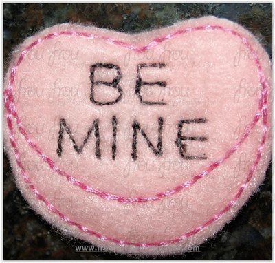 Clippie Be Mine Heart Valentine's Day Machine Embroidery In The Hoop Project 1.5, 2, 3, and 4 inch