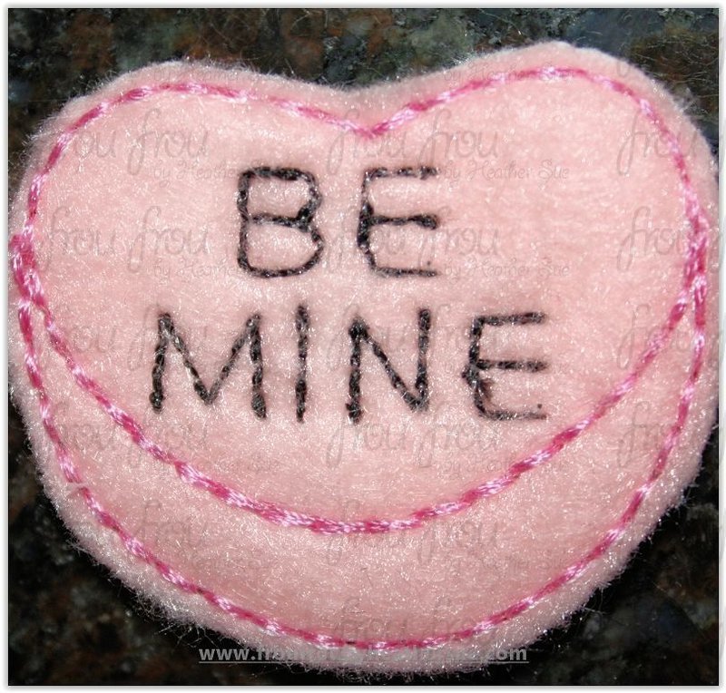 Clippie Be Mine Heart Valentine&#39;s Day Machine Embroidery In The Hoop Project 1.5, 2, 3, and 4 inch