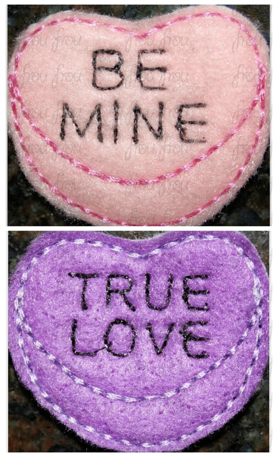 Clippie Be Mine and True Love Hearts Valentine's Day TWO Design SET Machine Embroidery In The Hoop Project 1.5, 2, 3, and 4 inch