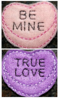 Clippie Conversation Be Mine, True Love, Sweet, XOXO Hearts Valentine's Day FOUR Design SET Machine Embroidery In The Hoop Project 1.5, 2, 3, and 4 inch
