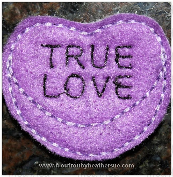 Clippie True Love Heart Valentine&#39;s Day Machine Embroidery In The Hoop Project 1.5, 2, 3, and 4 inch