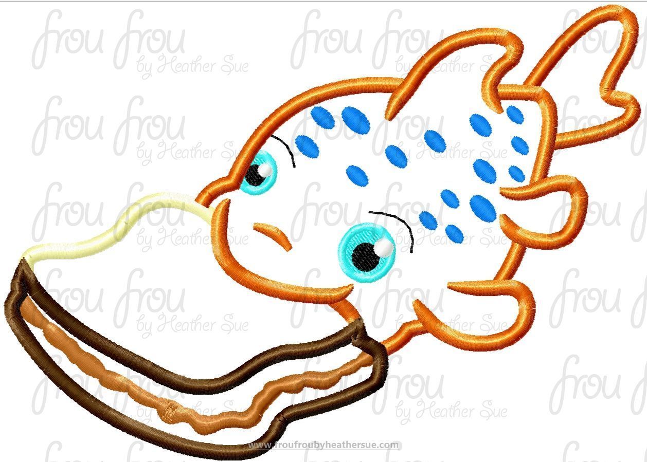【CPGN STUDIO】LIKE A FISH Embroidery MTM Pudgy Fish with Sandwich Lila Machine Applique Embroidery