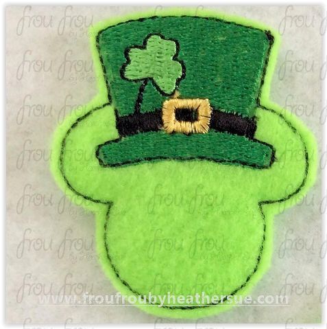 Clippie St. Patrick&#39;s Day Mister Mouse Head with Shamrock Machine Embroidery In The Hoop Project 1&quot;-4&quot;