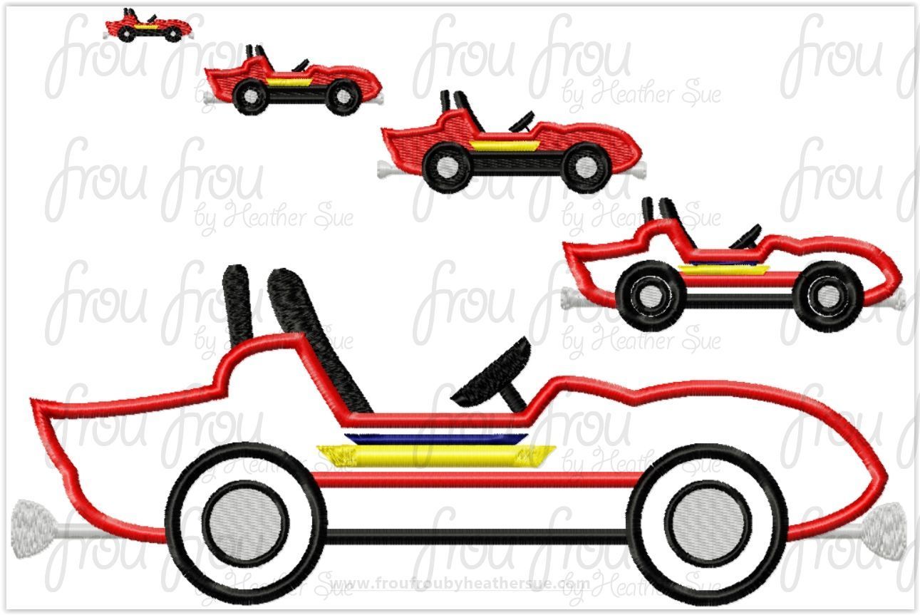 Tomorrow World Speedway Ride One Race Car Machine Applique Embroidery Design, Multiple Sizes including 1
