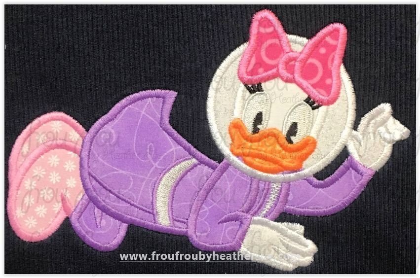 Astronaut Dasey Duck Full Body Machine Applique Embroidery Design, Multiple Sizes- 4