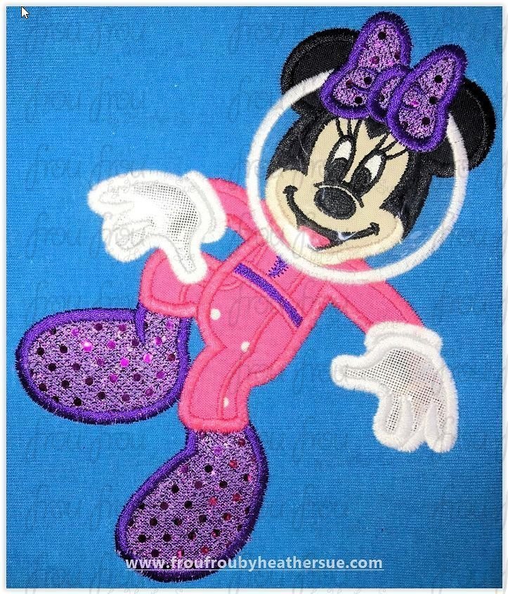 Astronaut Miss Mouse Full Body Machine Applique Embroidery Design, Multiple Sizes- 4