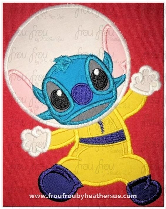 Astronaut  Lila's Alien Full Body Machine Applique Embroidery Design, Multiple Sizes- 4"-16"