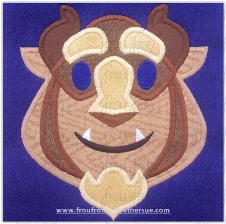 Beasty Emoji machine embroidery design, multiple sizes including 2&quot;-16&quot;