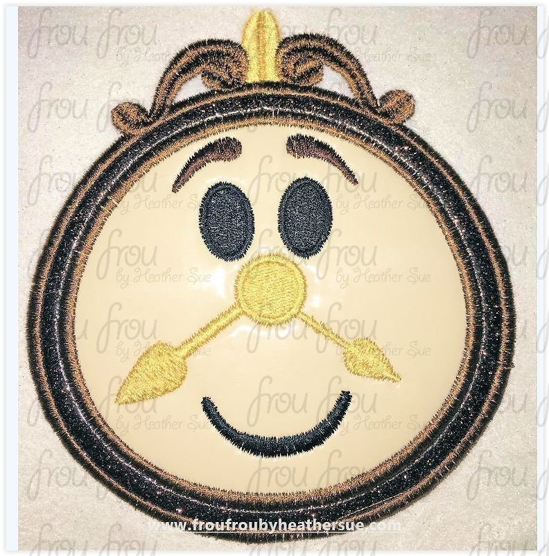 Coggs Clock Emoji Bella and Beasty machine embroidery design, multiple sizes including 2