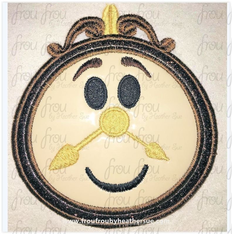 Coggs Clock Emoji Bella and Beasty machine embroidery design, multiple sizes including 2&quot;-16&quot;