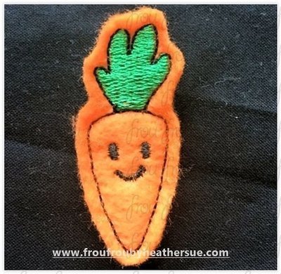Clippie Carrot with Smile Boltz Machine Embroidery In The Hoop Project 1.5, 2, 3, and 4 inch