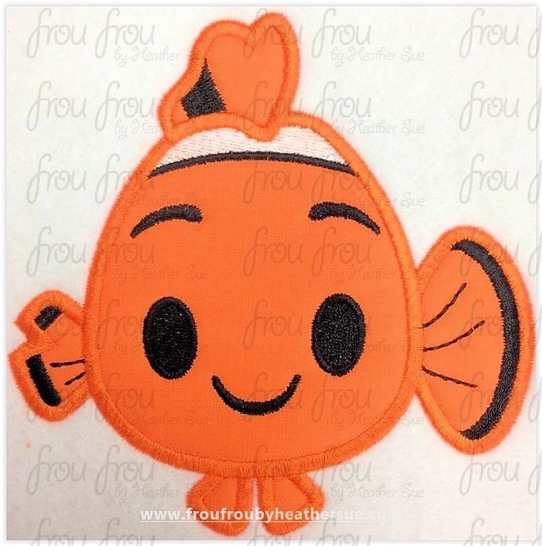 Finding Neemo Emoji machine embroidery design, multiple sizes including 2"-16"