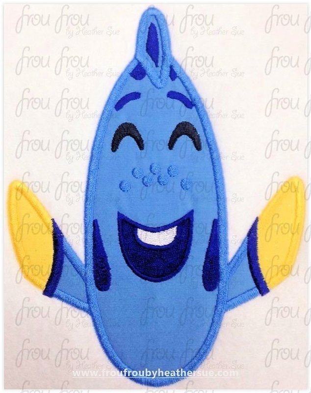Dorine Emoji Finding Neemo machine embroidery design, multiple sizes including 2"-16"