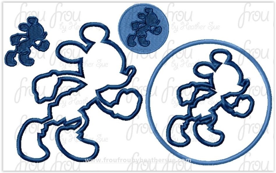 Run Dis Mister Mouse Silhouette TWO versions With and Without Circle Marathon Race Machine Embroidery Design, multiple sizes including 1&quot;-16&quot; inch
