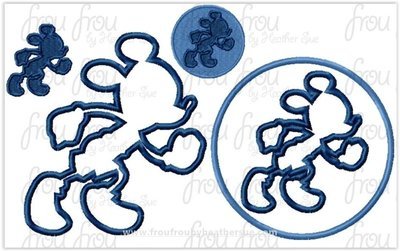 Run Dis Mister Mouse Silhouette TWO versions With and Without Circle Marathon Race Machine Embroidery Design, multiple sizes including 1