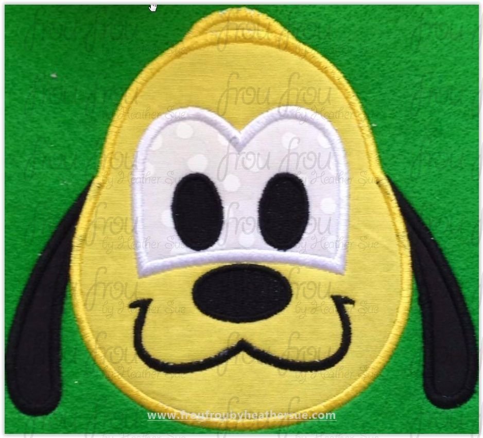 Plulo Dog Emoji machine embroidery design, multiple sizes including 2