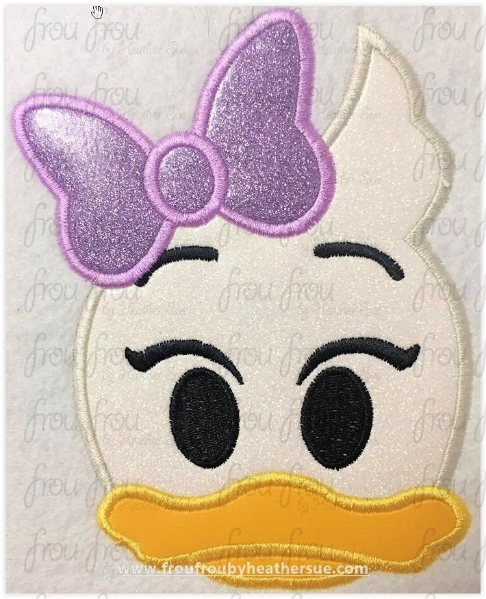 Dasey Duck Emoji Fab machine embroidery design, multiple sizes including 2
