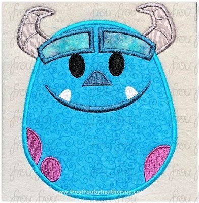 Sullivan Monsters Emoji Movie machine embroidery design, multiple sizes including 2
