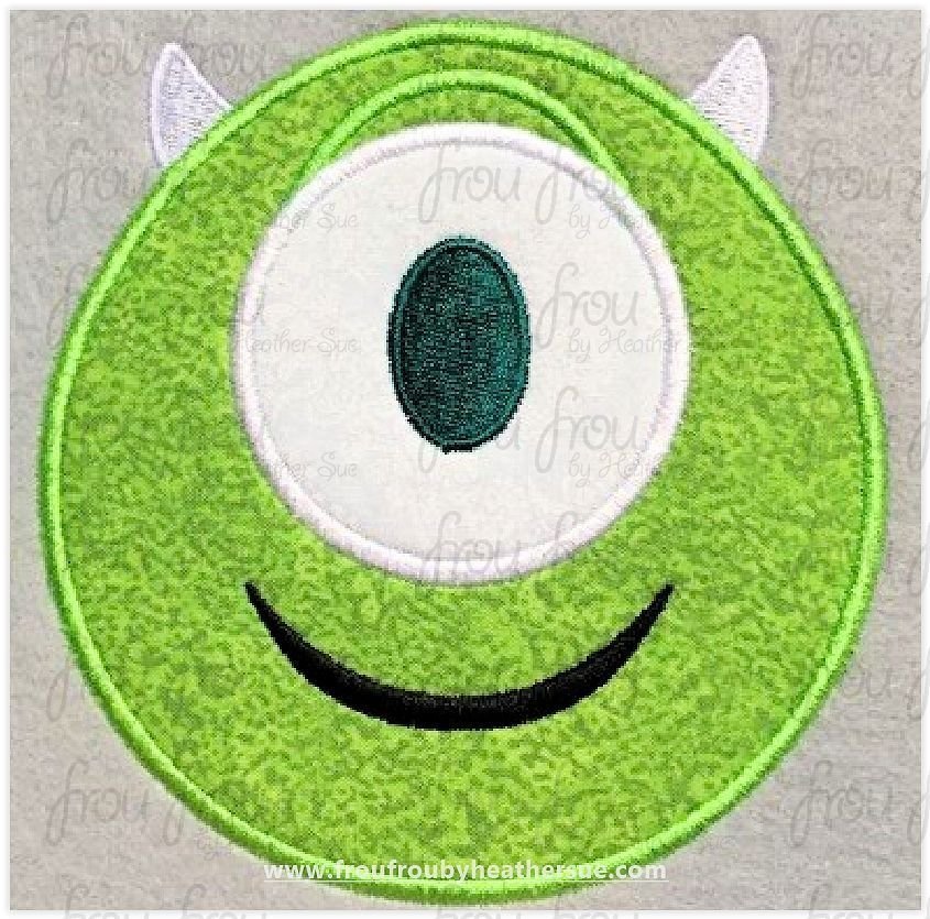 Michael Monsters Emoji Movie machine embroidery design, multiple sizes including 2