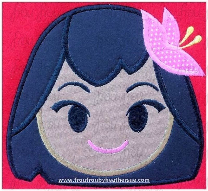 Lila Emoji machine embroidery design, multiple sizes including 2"-16"